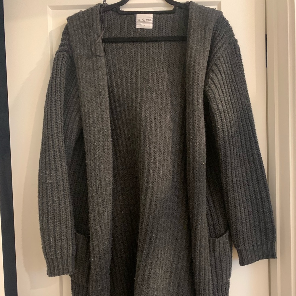 CJLA charcoal sweater with hood